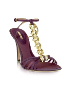 Jeweled T-strap Suede Evening Sandal Shoes