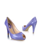 Mario Bologna Lavender Patent Leather Peep-Toe Pump Shoes