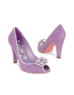 Lilac Suede Peep-toe Pump Shoes