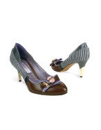 Mario Bologna Mouse Brown and Gray Patent Leather Pump Shoes