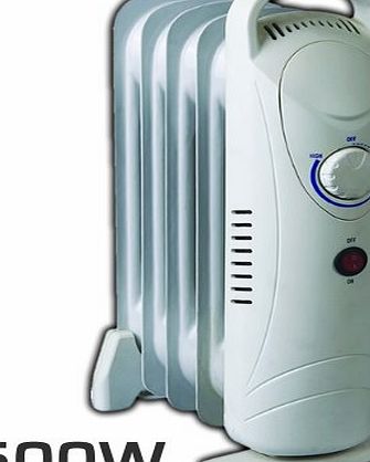 5 Fin Compact Oil Filled Radiator 500W Thermostat Controlled