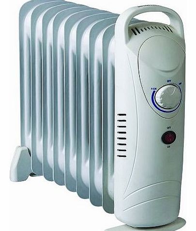 Marko Electrical 1000W Oil Filled Electric Portable Radiator Compact Mini 9 Fin Thermostat Heater