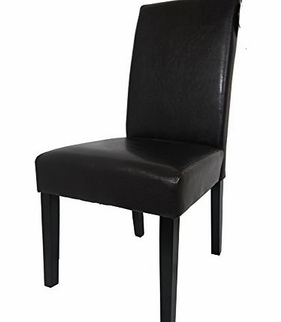 Marko Furniture Brown Faux Leather Dining Chair with High Scroll Back and Solid Wood Legs