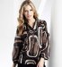 Marks and Spencer Pure Cotton 3/4 Sleeve Oblong Print Blouse