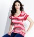 Marks and Spencer Pure Cotton Turn-Up Sleeve Stripe T-Shirt