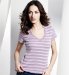 Marks and Spencer Pure Cotton V-Neck Stripe Jersey T-Shirt