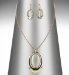 Gold Plated Oval Pendant Necklace & Earrings