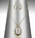 Gold Plated Oval Pendant Necklace & Earrings
