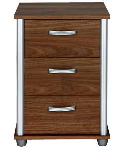 3 Drawer Bedside Chest - Walnut