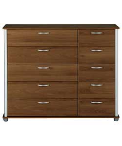 Marlin 5 Wide 5 Narrow Drawer Chest - Walnut