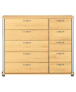 Marlin 5 Wide and 5 Narrow Drawer Chest - Beech