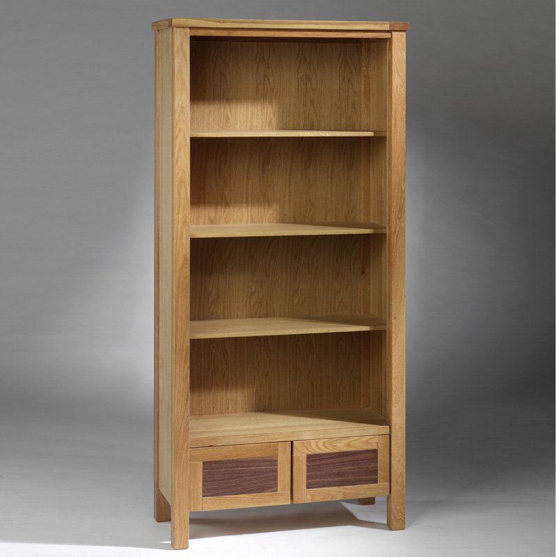 Oak and Walnut Large Bookcase