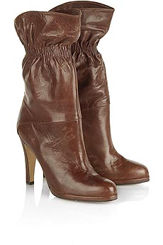 Ruched leather ankle boot