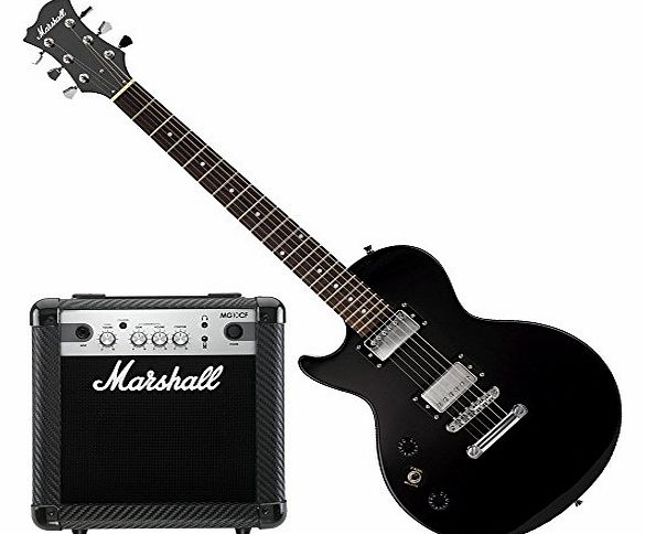 Marshall Guitar and Amp Starter Pack, Left Handed - Black Gloss, MG10CF