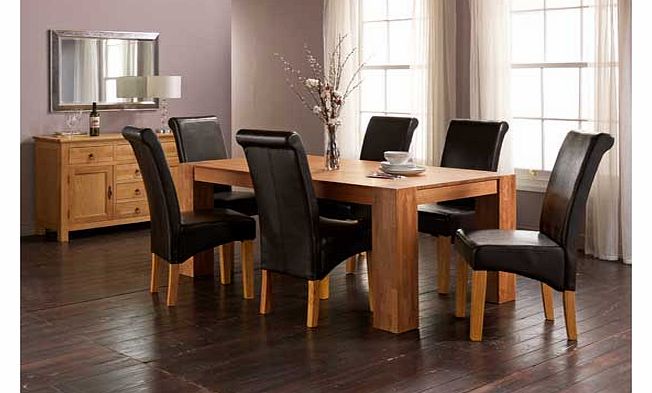 Marston Oak Dining Table and 6 Chocolate Scroll