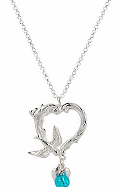 Ornate Swallow Heart Pendant Necklace