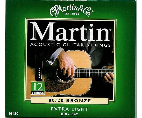Martin 80/20 12 Acoustic Guitar Strings(12 String) - Bronze (Extra Light, .010 - .047)