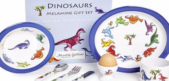 Martin Gulliver 7 Piece Childrens Melamine Gift Set -DINOSAURS