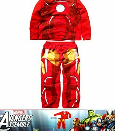 Marvel Avengers Assemble Iron Man Boys Novelty Pyjamas Set - Boys 6-7 Years - Features Glow In The Dark Details - 100% Cotton