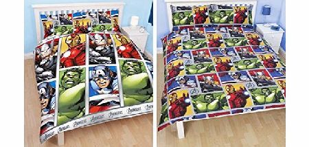 Marvel Avengers Assemble Reversible Duvet Double Bed Set Duvet Cover and Pillow Cases (AADD2)