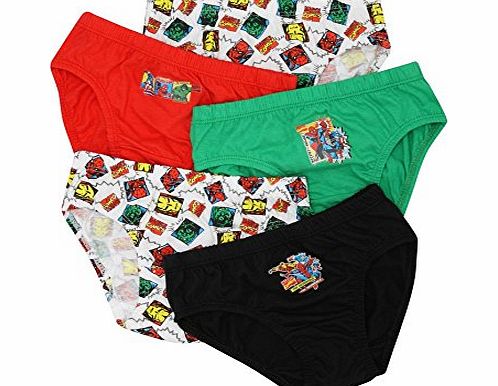 Boys Marvel Comics Spiderman, Hulk, Ironman Character Print Cotton Briefs - 5 Pack Multicolour 9/10 Yr