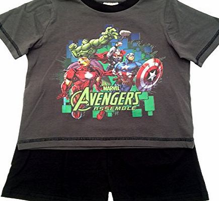 Kids Boys Pyjamas Avengers Assemble Short Pjs Set Superhero Grey/Black Size UK 3 to 4 Years