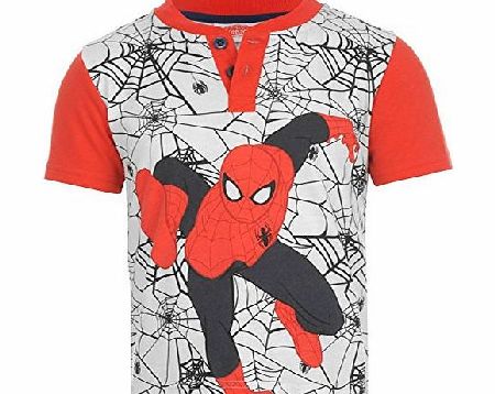 Kids Buttoned T Shirt Infants Boys Short Sleeved Print Design Top Spiderman 3-4 Yrs