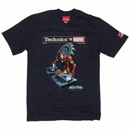 Marvel vs Technics Iron Man Navy T-Shirt
