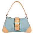 Canvas and Leather Signature Buckle Handbag