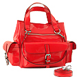 Three Pocket Synthetic Leather Handbag