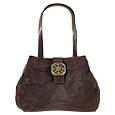 Vintage Medallion Faux Suede & Leather Bucket Bag
