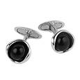 Masini Black Murano Glass Sterling Silver Cufflinks