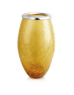 Masini Craquele Crystal and Sterling Silver Vase