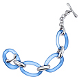 Blue Oval Murano Glass & Sterling Silver Bracelet