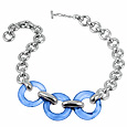Blue Round Murano Glass & Sterling Silver Necklace
