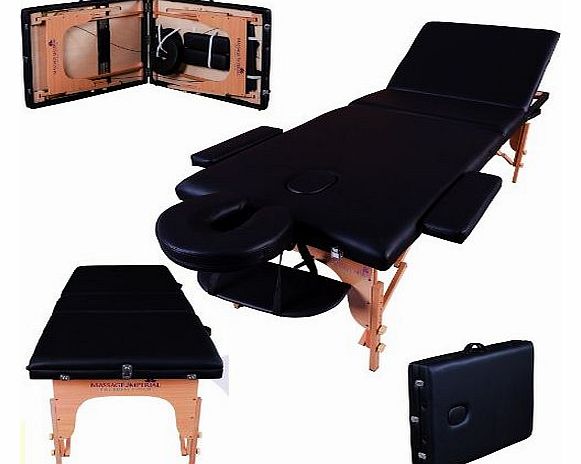 Massage Imperial Deluxe Lightweight Black 3-Section Porgtable Massage Table Couch Bed Reiki