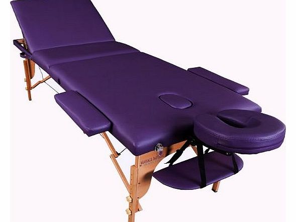 Deluxe Lightweight Purple 3-Section Portable Massage Table Couch Bed Reiki
