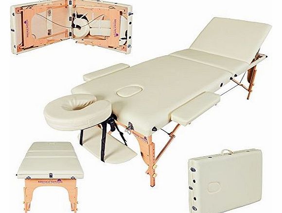 Massage Imperial Lightweight Professional Cream 3-Section Portable Massage Table Couch Bed Spa