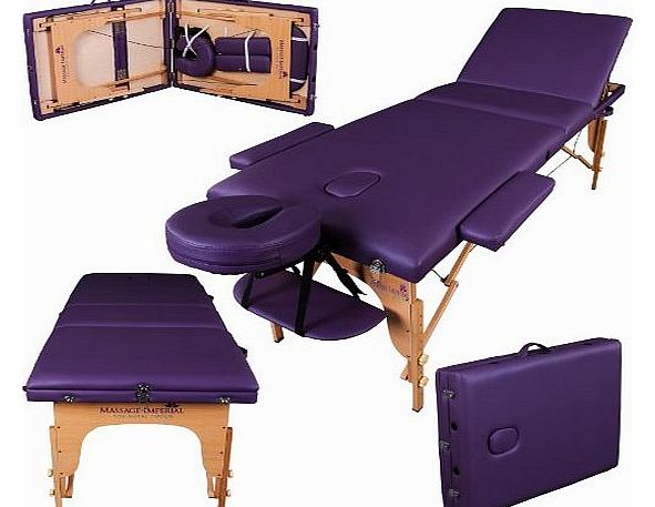 Lightweight Professional Purple 3-Section Portable Massage Table Couch Bed Spa