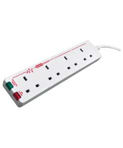 Masterplug 4 Socket 0.75m Surge Protected Extension Lead