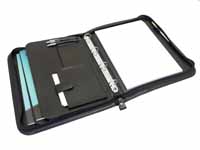 masters 2754 zipped black leather look folio