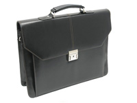 MASTERS black Koskin briefcase with contrast
