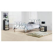 Mataro Double Bed Frame, Pewter Effect Finish,