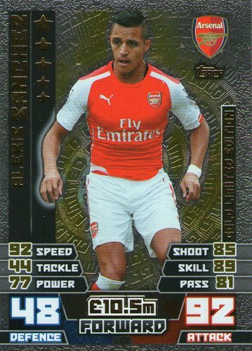 Match Attax 2014/2015 Alexis Sanchez 14/15 Gold Limited Edition