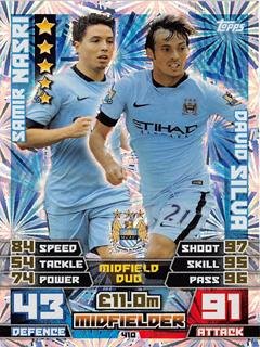 Match Attax 2014/2015 Samir Nasri / David Silva 14/15 Duo Card