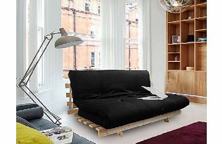 Matching Bedroom Sets Complete 2 Seater Futon in Black, Double Wooden Futon Base and Luxury Mattress. Versatile amp; Comfortable, Converts from 2 Seater Sofa to Double Bed in Minutes.