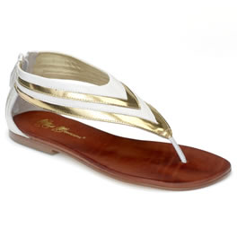 Mattbernson Matt Bernson White/ Gold Leather Flash Sandals
