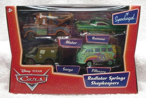 Mattel Cars Radiator Spings Shopkeepers Die Cast 4 Pack (Mater- Ramone- Sarge and Filmore)