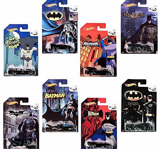 Mattel Hot Wheels Batman 75th Anniversary: Complete set of 8 Diecast Cars