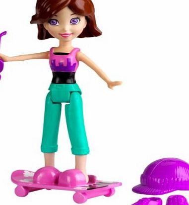 Mattel Polly Pocket W6311 Lila Skateboard Doll with Accessory